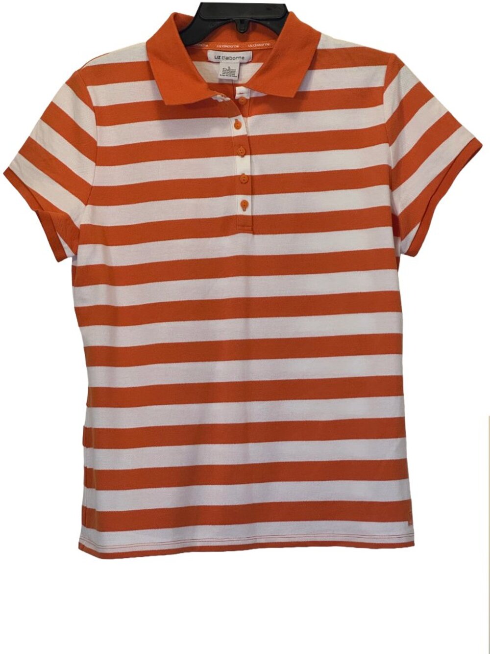 Orange & White Stripe Polo Size L